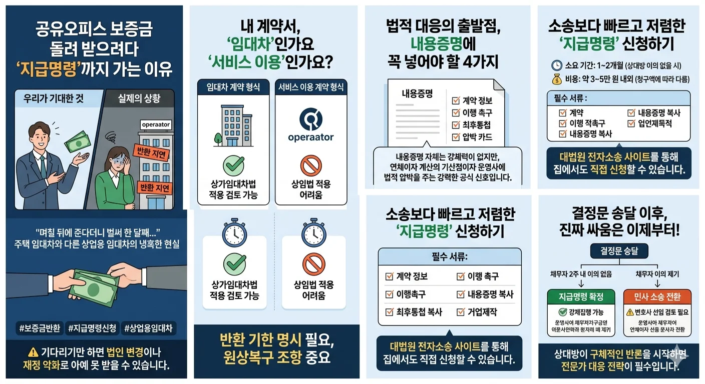 공유오피스 보증금 돌려받으려다 지급명령까지 간 사람들이 실제로 겪는 것들