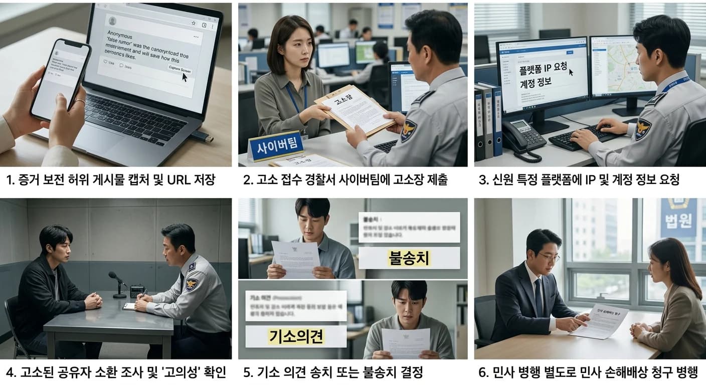 SNS에서 허위 사실 퍼날랐다가 고소당하는 실제 절차 — 공유자 처벌 기준과 수사 흐름 정리